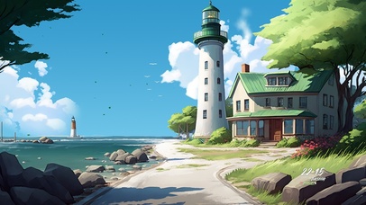 治愈 护眼海边别墅