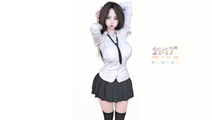 超短百褶裙美女