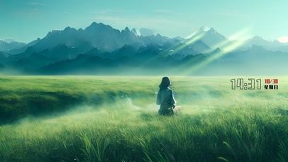 护眼 绿色的田野