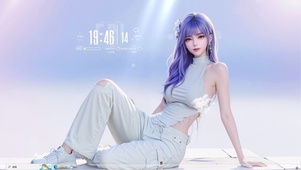 白色破洞裤少女