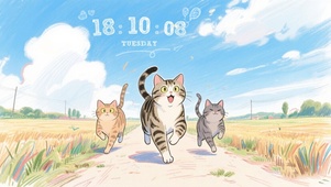 田园欢乐嬉戏狸花猫