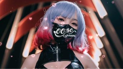 清纯短发口罩美女