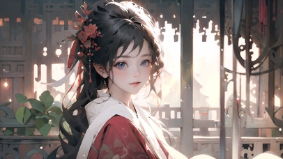 屋内清秀汉服少女