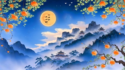 初秋赏月橘子洲