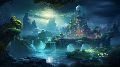 夜晚的山谷城堡