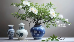 青花瓷栀子花