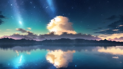 4k 治愈唯美夜晚星空湖面