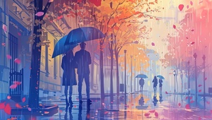 浪漫雨中街道