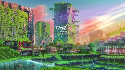 唯美插画废墟城市