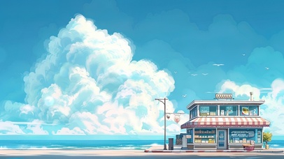 海边云朵清新便利店