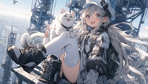 呆萌猫咪与女孩