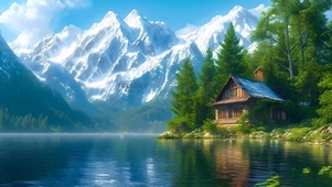 雪山湖泊