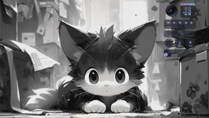 黑白小猫