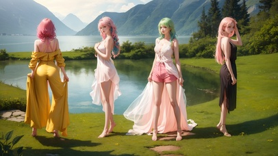 4K唯美湖边美女