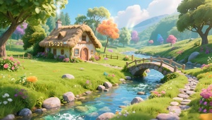 护眼小屋田野溪流