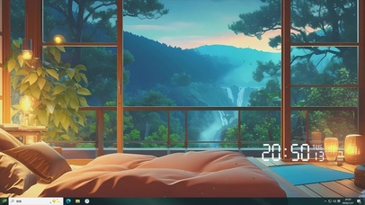 护眼星空夜景房屋树木桌面主题