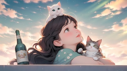 仰望天空的女孩