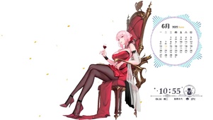 唯美二次元喝红酒的美少女