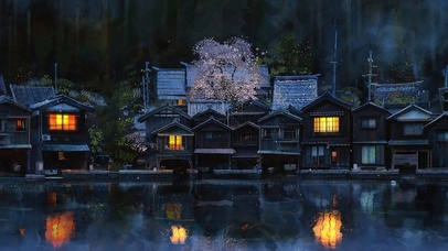 4K唯美治愈樱花古镇湖景