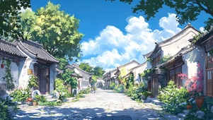 晴天里的清新古镇