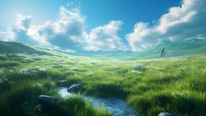 唯美的草原河流
