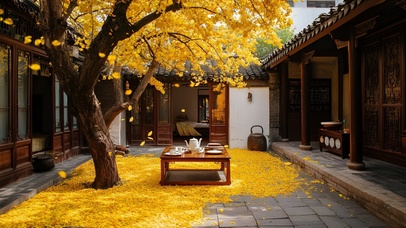 银杏树下的宁静时光