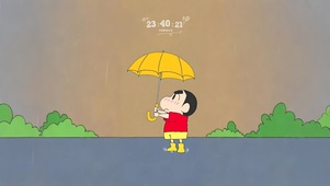 清新治愈小雨氛围 小新打伞