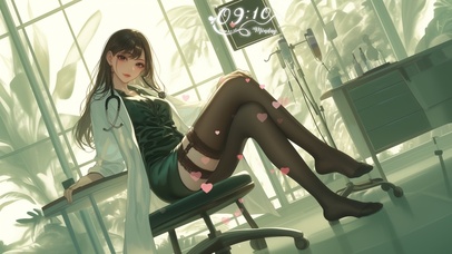 头发如瀑布般倾泻，微风拂动时