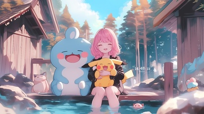 温泉女孩和皮卡丘