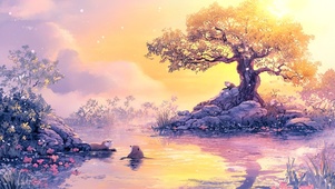 森林湖泊里的小水獭