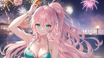 烟花可爱长发少女