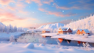 雪山下的村庄