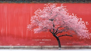 红墙下的花
