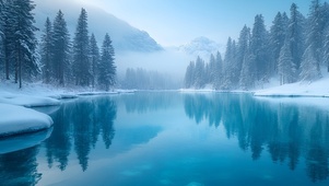蓝湖雪影