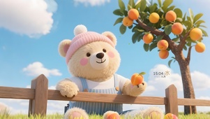 摘桃子的小熊