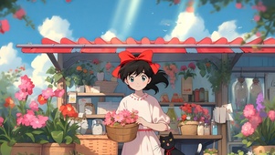 怀旧日漫卖花的小女孩