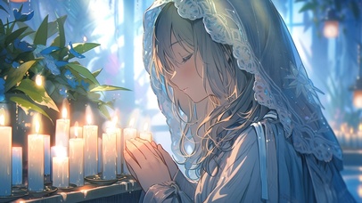 少女祈祷中