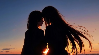 唯美情侣相拥背影