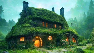 4k 治愈护眼雨天霍比特小屋