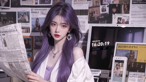 4k高清AI紫发女孩