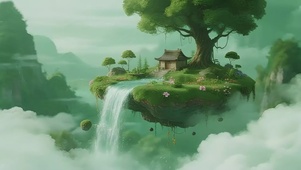 灵境悬岛飞瀑