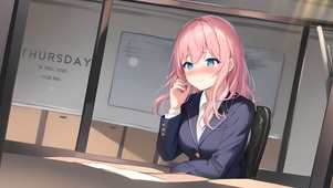 粉发可爱害羞女孩