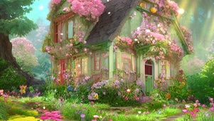 森林中的鲜花小屋
