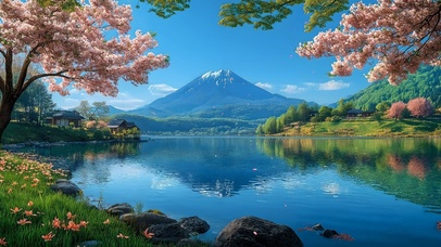 治愈护眼桃花湖畔