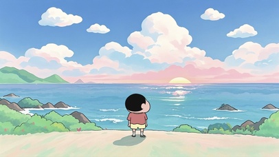 看海上日出的小新