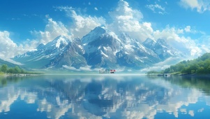 雪山倒影