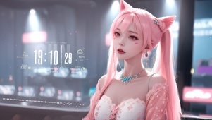 治愈系粉发狐耳美少女