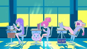 少女上课认真学习偶尔偷懒