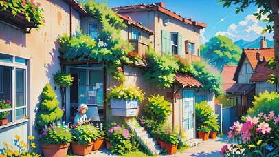 护眼绿景花草树木