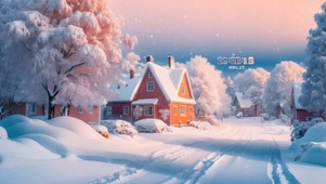 4k雪景小房子